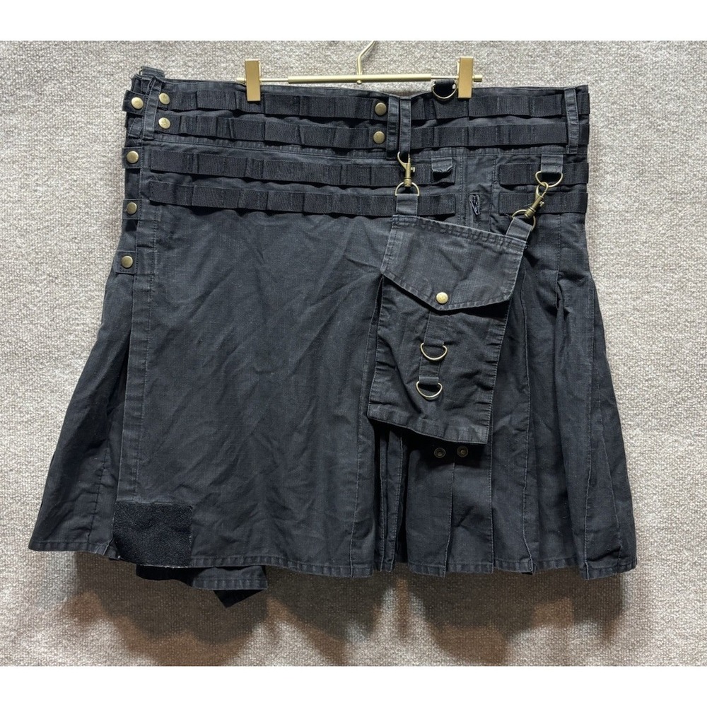 Damn Near Kilt 'Em Faded Black Pleated Greenhorn Utility Kilt Men's Size 2XL XXL